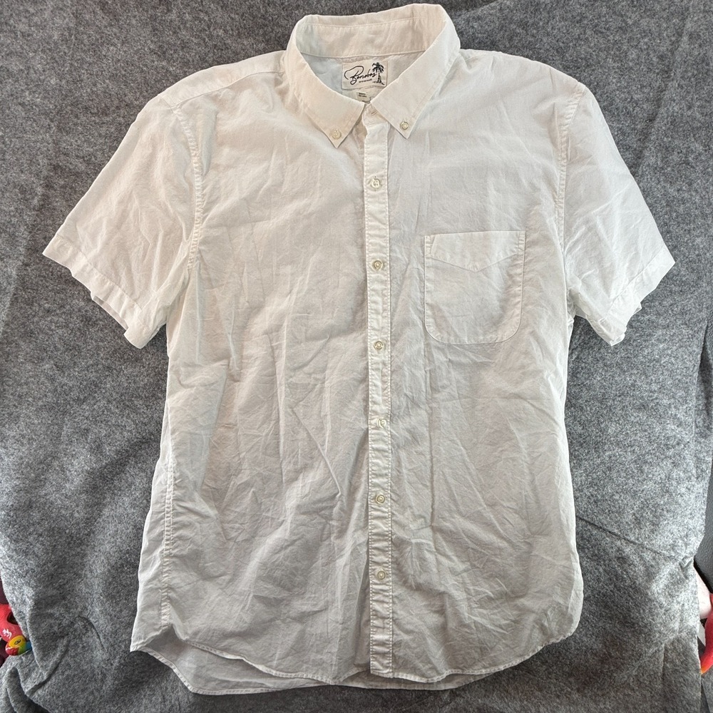 Bonobos Mens Slim Fit Mens Size XL Short Sleeve 100% Cotton ButtonUp Shirt White